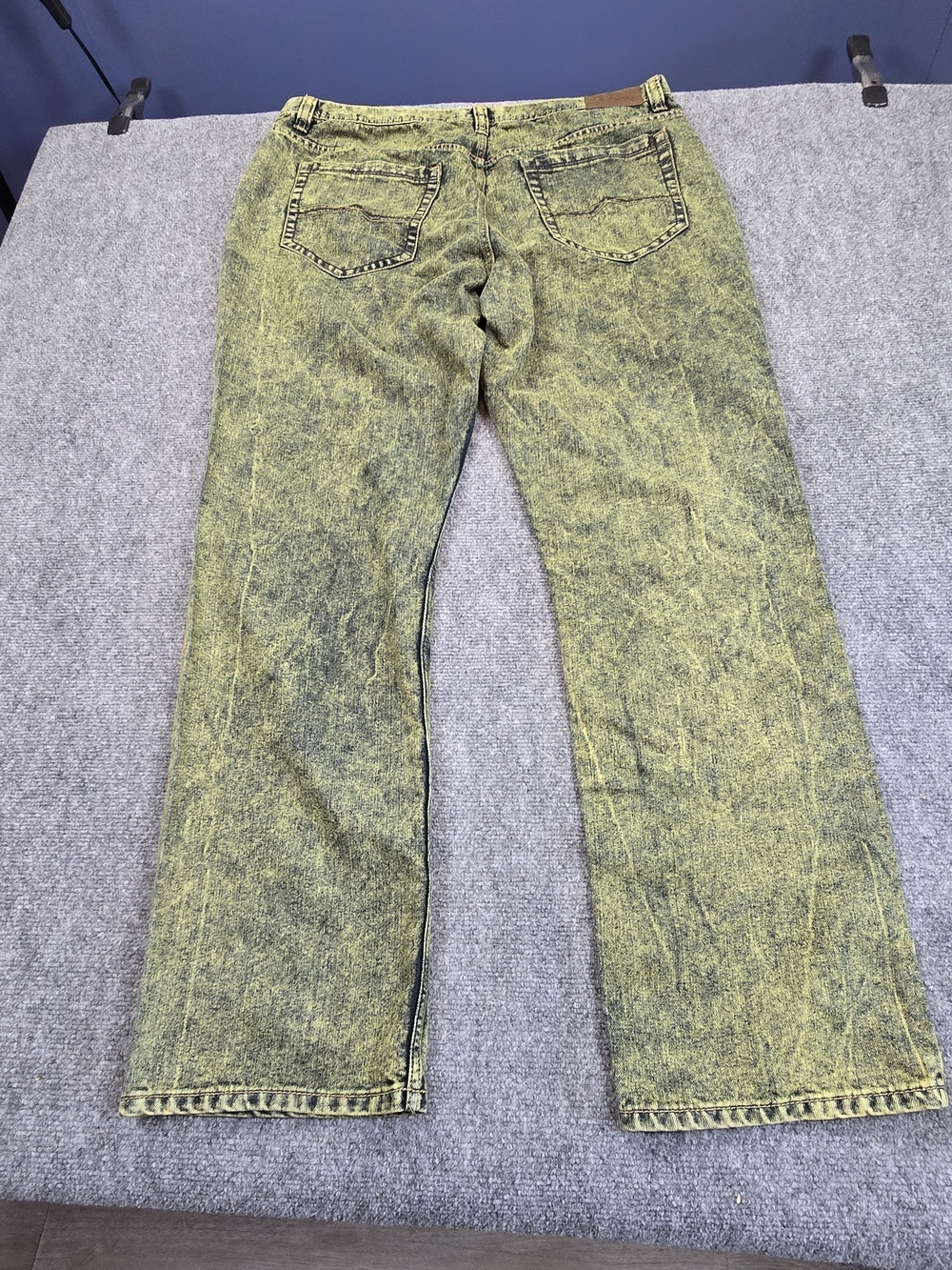 Black Smith Jeans Mens 40x32 Yellow Acid Wash Slim Straight Denim Jeans Vintage - Picture 6 of 7